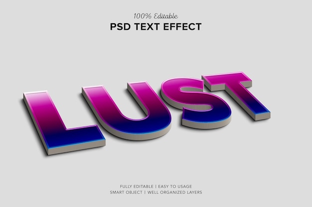 Lust 3d efeito de texto em negrito