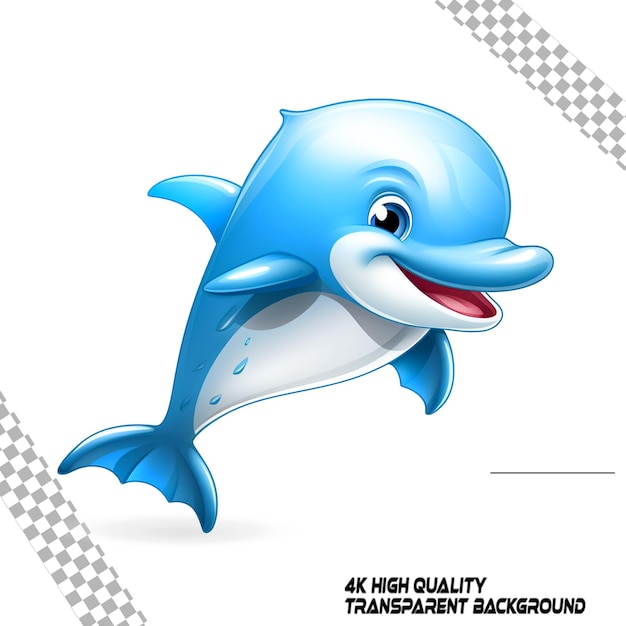 Lustige süße Delfin-Cartoon ohne Gegenstand ohne transparenten Hintergrund