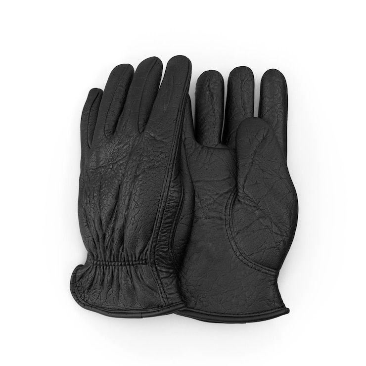 PSD luvas de couro preto realistas em 3d para homens com grãos completos arquivos psd de couro de alta qualidade modelagem de luvas