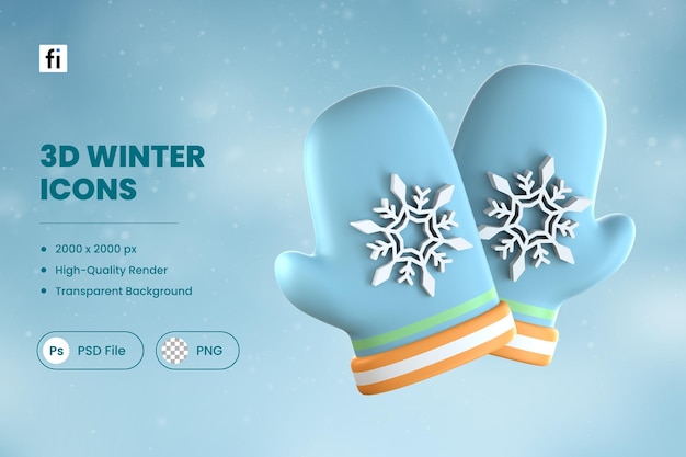 PSD luvas de ilustração de inverno 3d