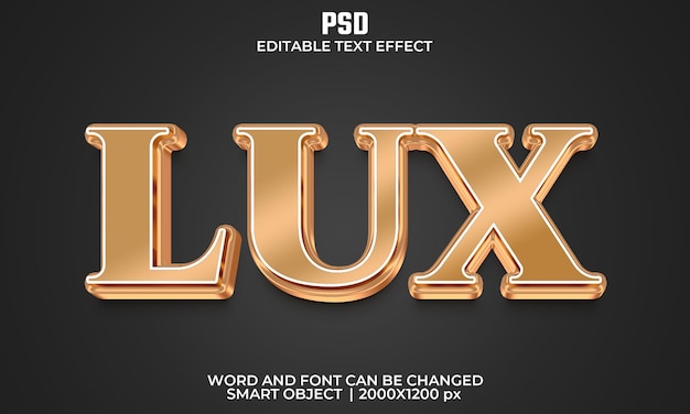 Lux 3d bearbeitbarer texteffekt premium psd mit hintergrund