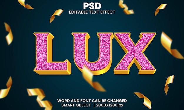 Lux 3d efecto de texto editable psd premium con fondo