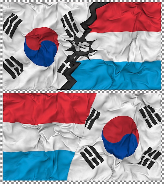 Luxembourg contre la Corée du Sud Half Combined Flag Cloth Bump Texture Rendering 3D