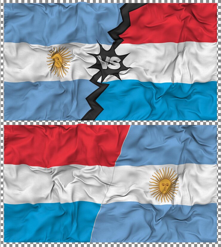 PSD luxemburgo contra argentina media bandera combinada con textura 3d de la tela