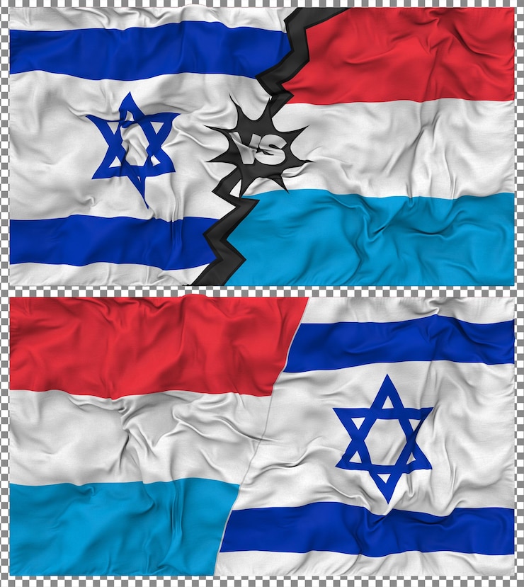 PSD luxemburgo contra israel media bandera combinada con textura en 3d
