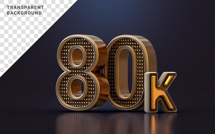 PSD luxo de ouro obrigado por 80 mil seguidores banner social online celebração feliz renderização 3d
