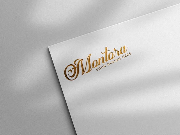 Luxo de perspectiva de maquete de logotipo em papel ofício branco