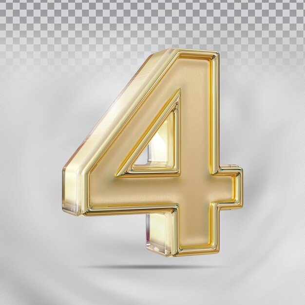 Luxo de renderização 3d de estilo criativo ouro número 4