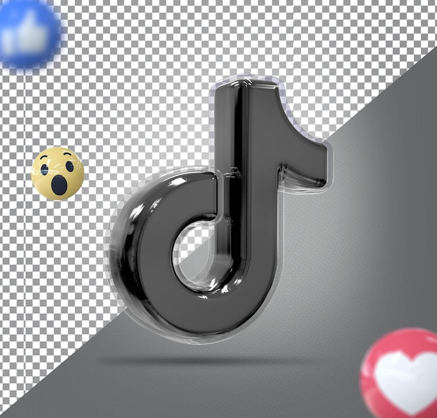 PSD luxo de renderização 3d do logotipo tiktok