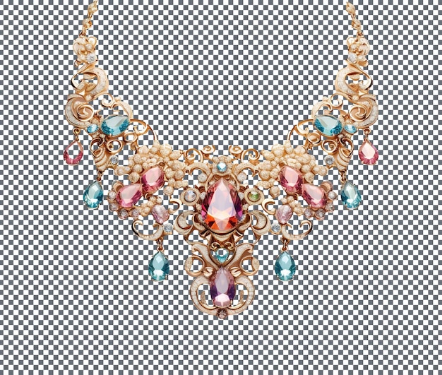 Luxuriöse glamouröse Halskette auf durchsichtigem Hintergrund