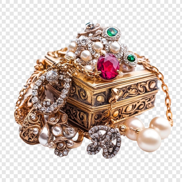 Luxuriöse Goldschmuck-Schatzkiste funkelnde Diamanten Perlen Rubine Smaragde Edelsteine überflutet mit Opulenz