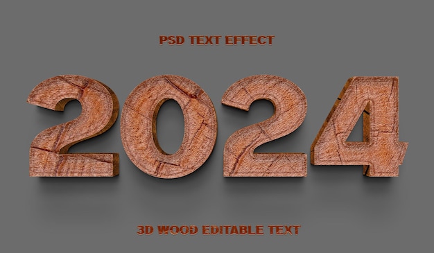 Luxuriöser 3D-Holztexteffekt 2023 Textstileffekt