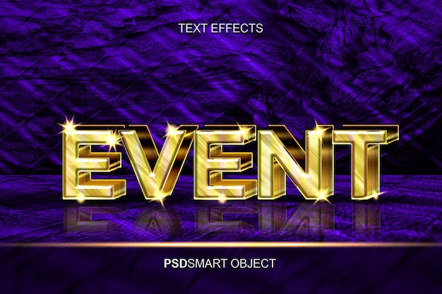 PSD luxuriöser bearbeitbarer texteffekt-event-gold-3d-textstil