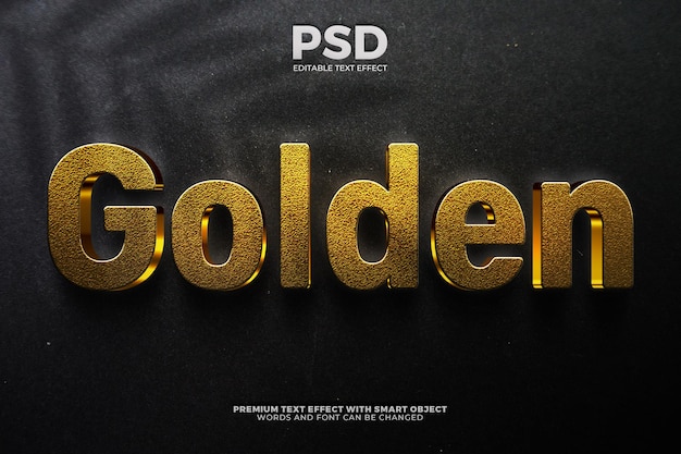 Luxuriöser goldener Glitzer, fetter 3D-Texteffekt, bearbeitbar, auf schwarzem Papierhintergrund