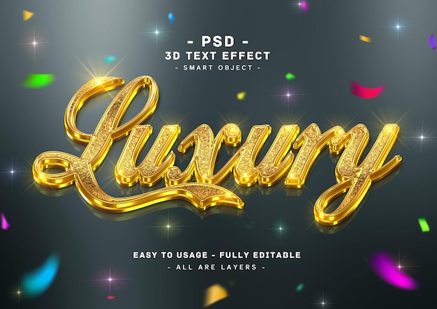 Luxuriöser goldener Texteffekt 3D-Glitter-Spiegelstil