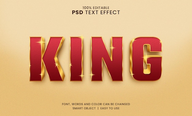 Luxuriöser roter und goldener King-Text-Effekt-Stil