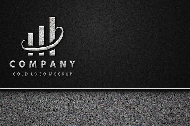 PSD luxuriöses chrom-logo-mockup aus schwarzem karton