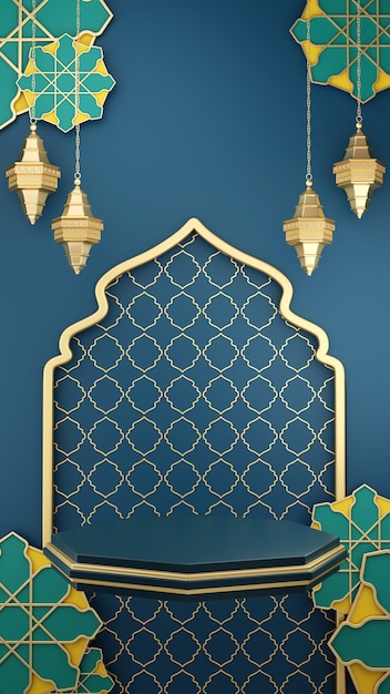 luxuriöses farbenfrohes Premium-Ramadan-Podium
