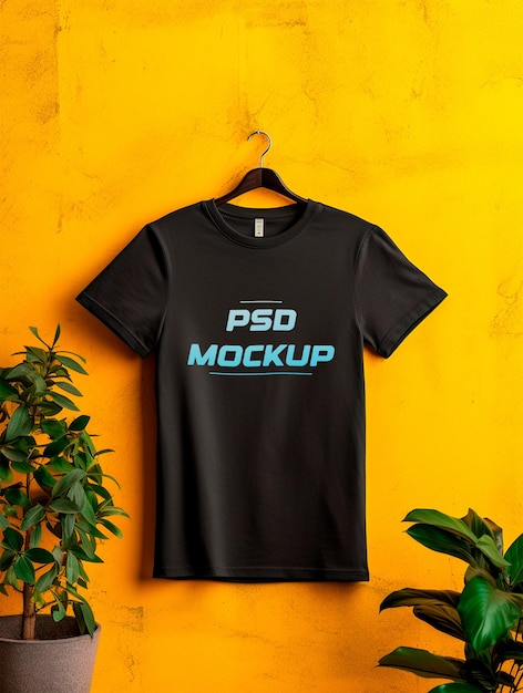 Luxuriöses schwarzes t-shirt-modell im psd-format