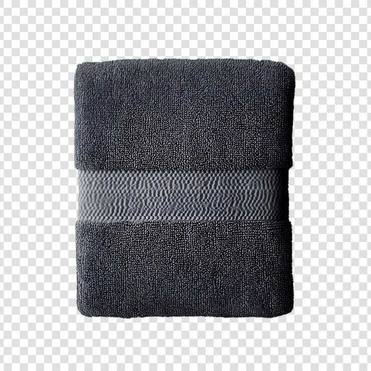 PSD luxurious dark gray folded bath towel on a transparent background
