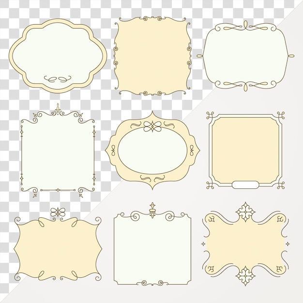 Luxury badge png set vintage flores ornamentais