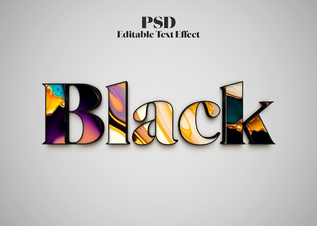 Luxury Black 3D con efectos de texto en PSD