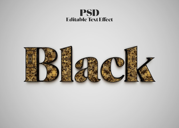Luxury Black 3D con efectos de texto en PSD