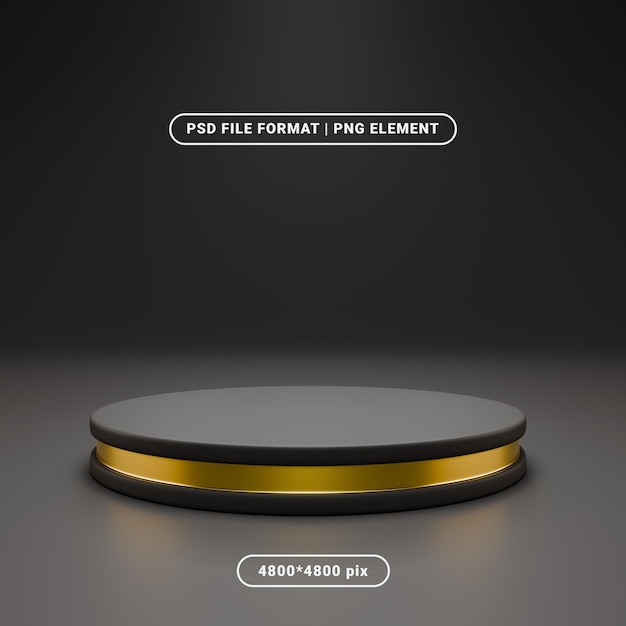Luxury Black Product Podium mit Gold-Akzent 3D-Rendering-Mockup