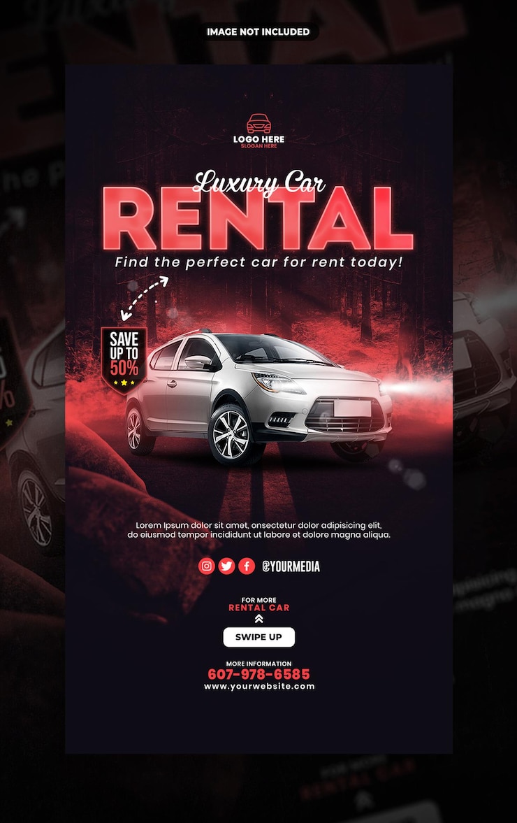 PSD luxury car rental social media and instagram story template