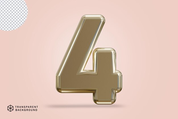 luxury golden number 4 typography 3d render
