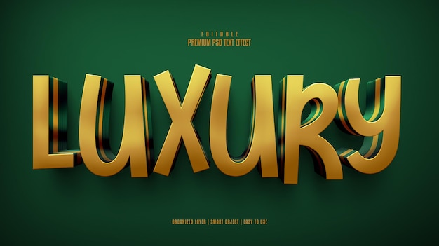 Luxury goldene grüne 3D-bearbeitbare Premium-PSD-Text-Effekt