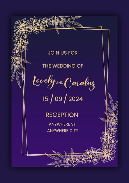 Luxury Hochzeitskarte Einladung Design Vorlage