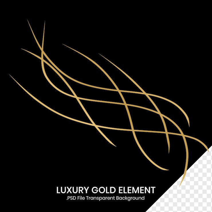 PSD luxury moderna linea d'oro elemento di decorazione file psd sfondo trasparente