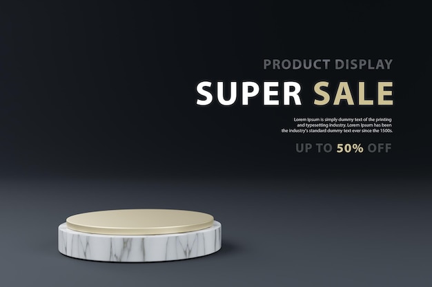 Luxury PSD Product Stage Presentation Display Background con Mockup del modello di marmo e oro