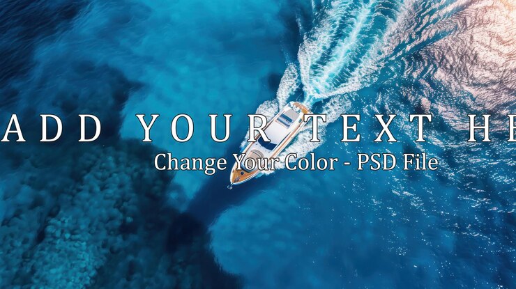 PSD luxury yacht cruising on turquoise water aerial view summer vacation travel wealth and adventure concept