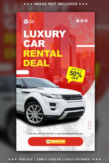 Luxus-Auto-Vermietung Social Media Story-Post-Vorlage