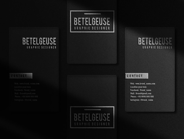 PSD luxus-beteigeuze silber geprägtes visitenkarten-logo-modell draufsicht