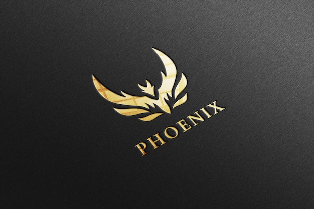 PSD luxus glänzendes goldenes logo modell in schwarzem papier
