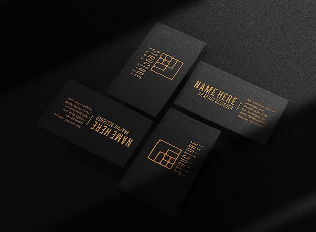 Luxus gold geprägte Logo Mockup schwarze Visitenkarte