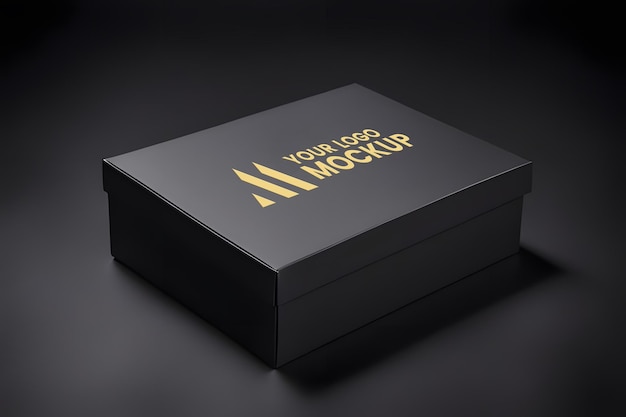 Luxus-Gold-Logo-Mockup auf schwarzer Schachtel