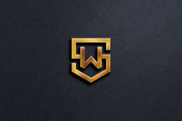 Luxus-Gold-Logo-Modell auf schwarzem strukturiertem Hintergrund