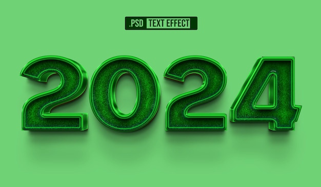 PSD luxus-grün 2024 3d-textstileffekt