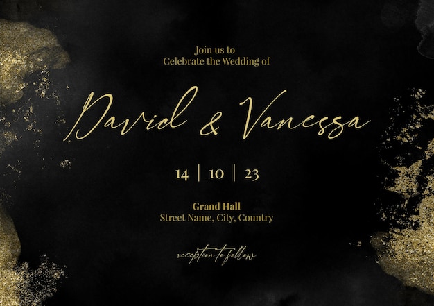 Luxus-Hochzeitseinladungskarten-Vorlagendesign in Schwarz und Gold
