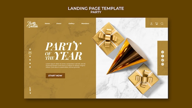 PSD luxus-landingpage für goldene partys