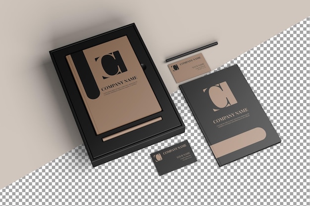 Luxus-mockup-branding-karten-namensbuch-bleistiftbox