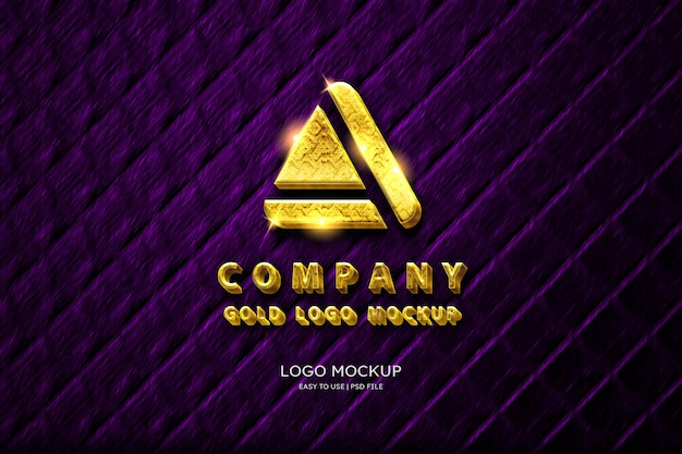 Luxus-mockup-wand mit goldenem logo