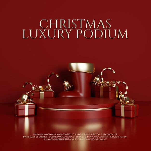 Luxus-podium mit weihnachtsornament