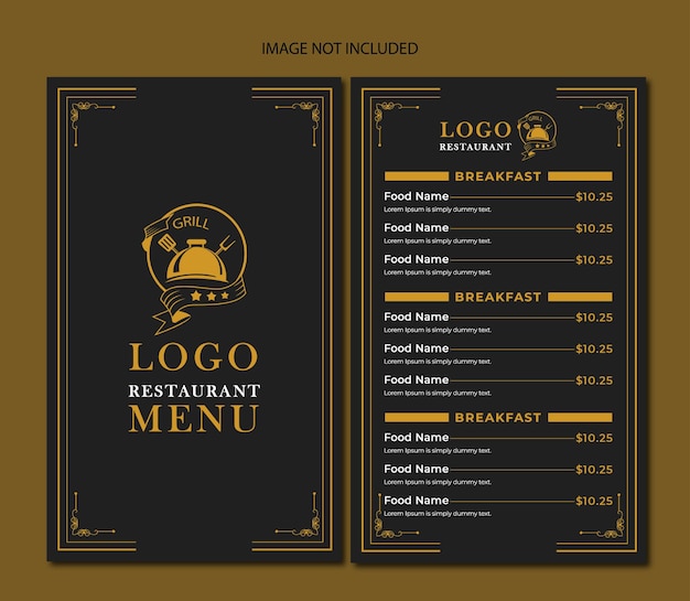 Luxus-Restaurant-Menü-Vorlage mit elegantem schwarz-goldenem Design