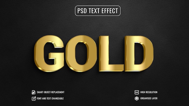 Luxus-Schriftstil Mockup glänzendes Gold editierbare 3D-Texteffekt-PSD-Vorlage