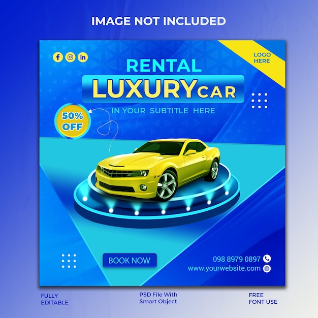 Luxusautovermietung für soziale Medien und Instagram-Post-Design